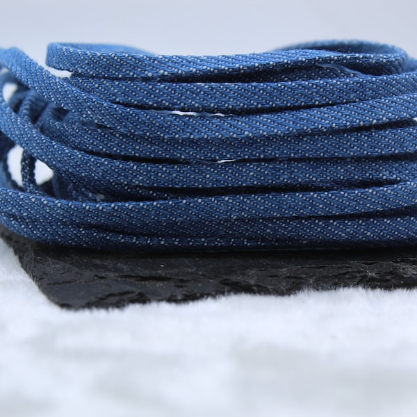 2 Feet (24 inches)  Top Quality 5mm Flat Denim Cord - Light Blue