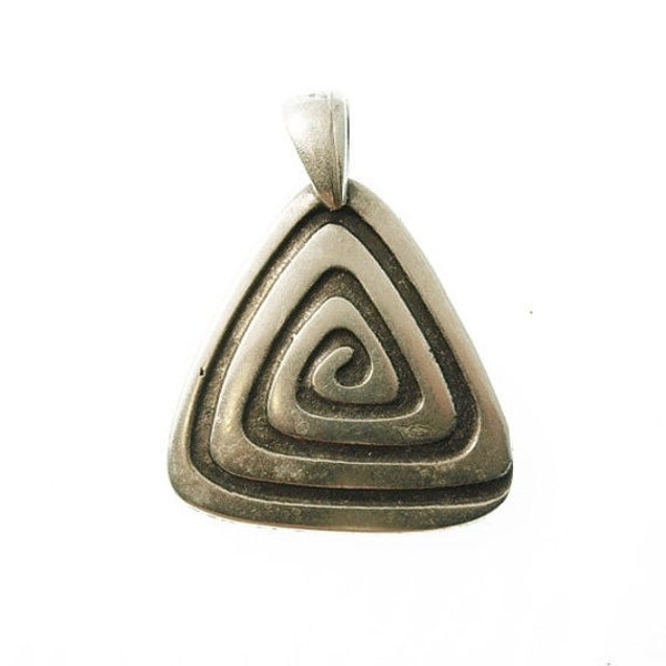 25% OFF Large Greek Spiral Triangle Pendant - Antique Silver -  Z3973 - Qty 1