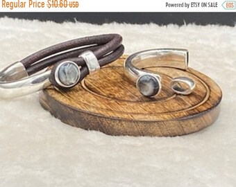 25% OFF New - February Beautiful Black Pearl Resin Half Cuff Bracelet Set For 4mm - 5mm Round Cord - Silver - C3025 - Qty 1