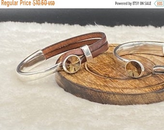 25% OFF New - February Honey Rivoli Half Cuff Bracelet Set For 5mm Flat Cord - Silver - C3001 - Qty 1