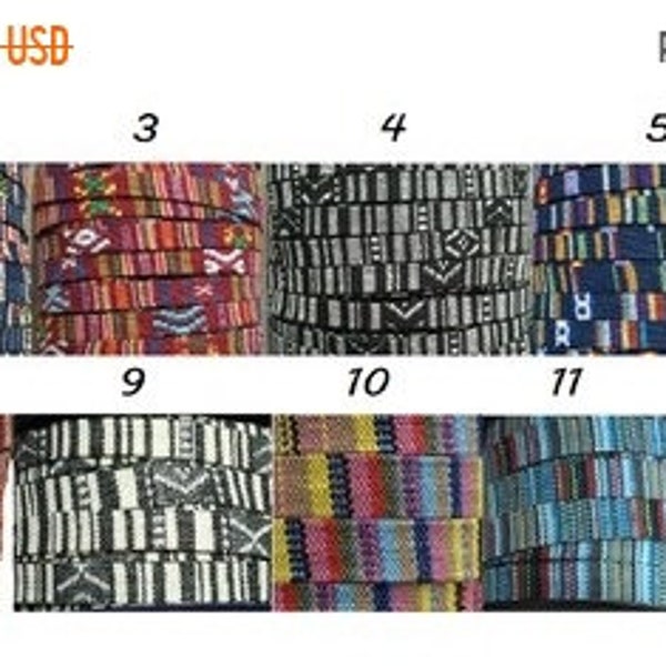 25% OFF 10mm Tribal / Ethnic Stitched Fabric Cord With Vegan Nappa Backing - Your Choice Style & Pre-Cut Size - 13 Styles