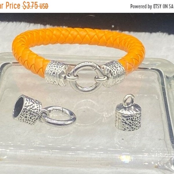25% OFF New Dimpled Zamak Spring Ring Clasp For Up To 10mm Round Leather Cord - Antique Silver - C2719 - Qty 1 Set