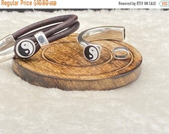 25% OFF New - February Beautiful Yin And Yang Half Cuff Bracelet Set For 4mm - 5mm Round Cord - Silver - C3029 - Qty 1