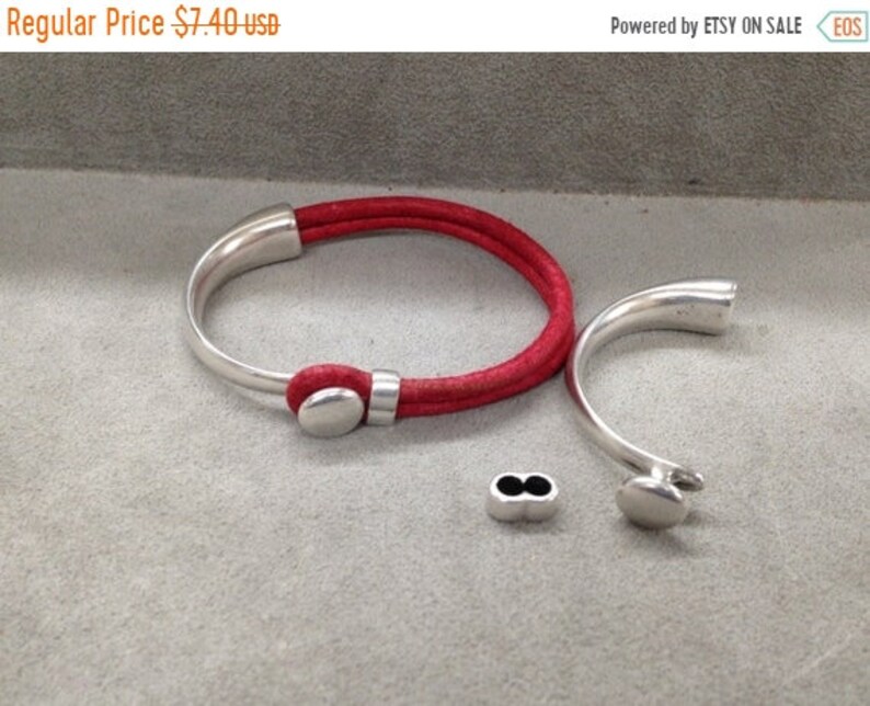 25% OFF Button Top Half Cuff Bracelet Set For Round Cord Up To 4MM Antique Silver C494 Qty.1 Set image 1