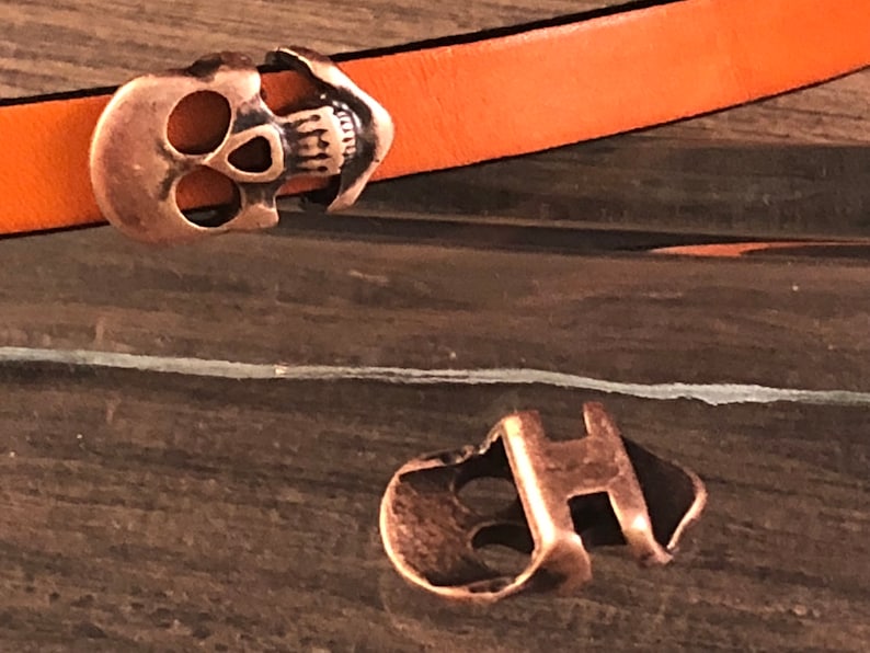 Antique Copper Qty 2 Z5308 On Sale Now Greek Skull Sliders For 10mm Flat Leather Cord