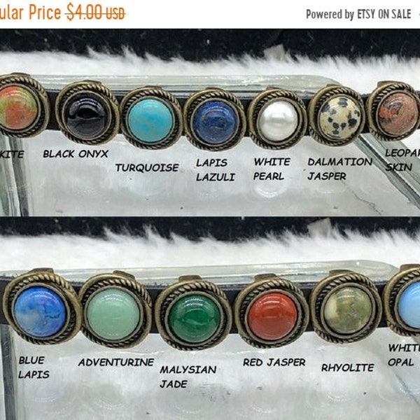 25% OFF New Gemstone Slider Beads For 10mm Flat Leather - Antique Brass - Your Choice - Z5970 - Qty 1