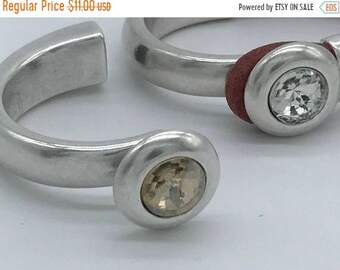 25% OFF Beautiful Swarovski Half Cuff Bracelet For Round Cord Up To 5mm - Antique Silver - Champagne - C2068 - Qty 1