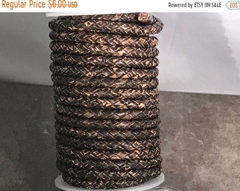 25% OFF 5mm Braided Bolo Genuine Leather Cord 24" - Distressed Black / Brown
