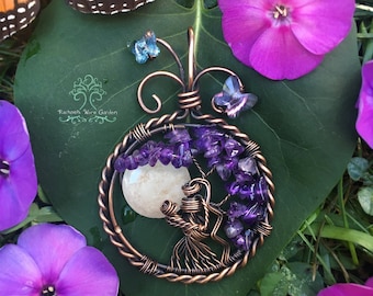 MADE TO ORDER: Breastmilk Mother & Baby Goddess Tree of Life Wire Wrapped Pendant
