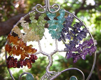 MADE TO ORDER: Chakra Balancing Tree of Life Wire Wrapped Pendant