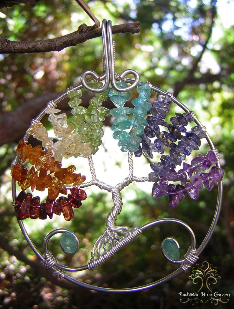 MADE TO ORDER: Chakra Balancing Tree of Life Wire Wrapped Pendant image 1