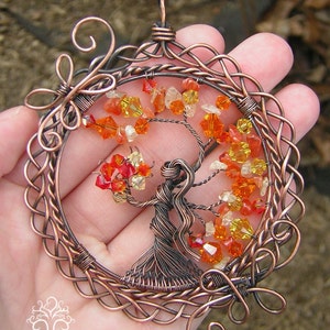 MADE TO ORDER: Brigid Irish Celtic Goddess Tree of Life Pendant Wire Wrapped Jewelry or Suncatcher Ornament image 3