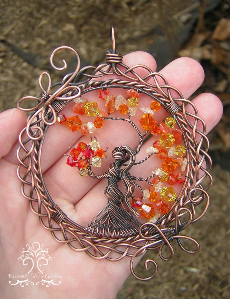 MADE TO ORDER: Brigid Irish Celtic Goddess Tree of Life Pendant Wire Wrapped Jewelry or Suncatcher Ornament image 3