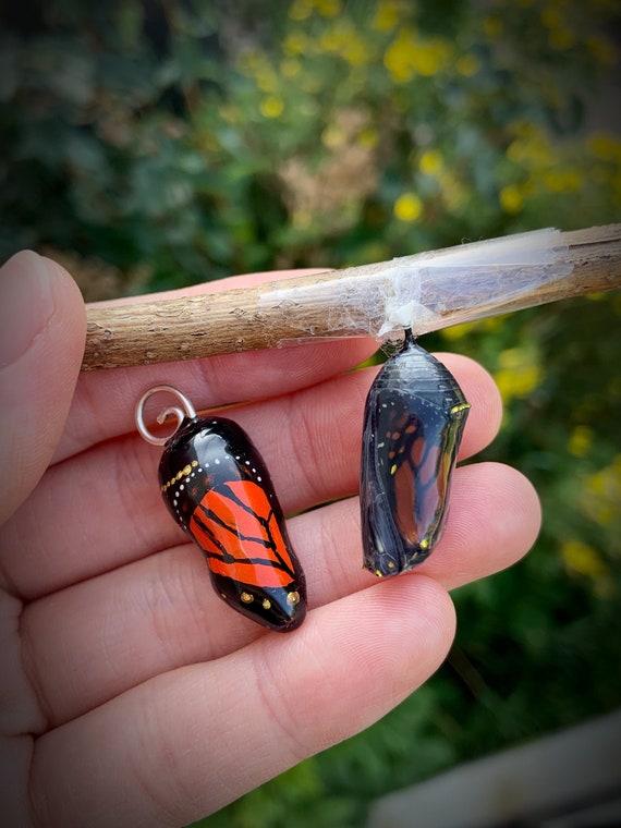Monarch chrysalis necklace deals