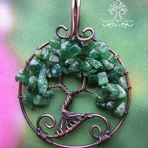 Dark Green Aventurine Tree of Life Wire Wrapped Pendant Jewelry