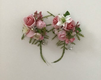 6 ROSE Capelli Pin Nuziale Capelli Fiori Damigelle Flowergirl Partito