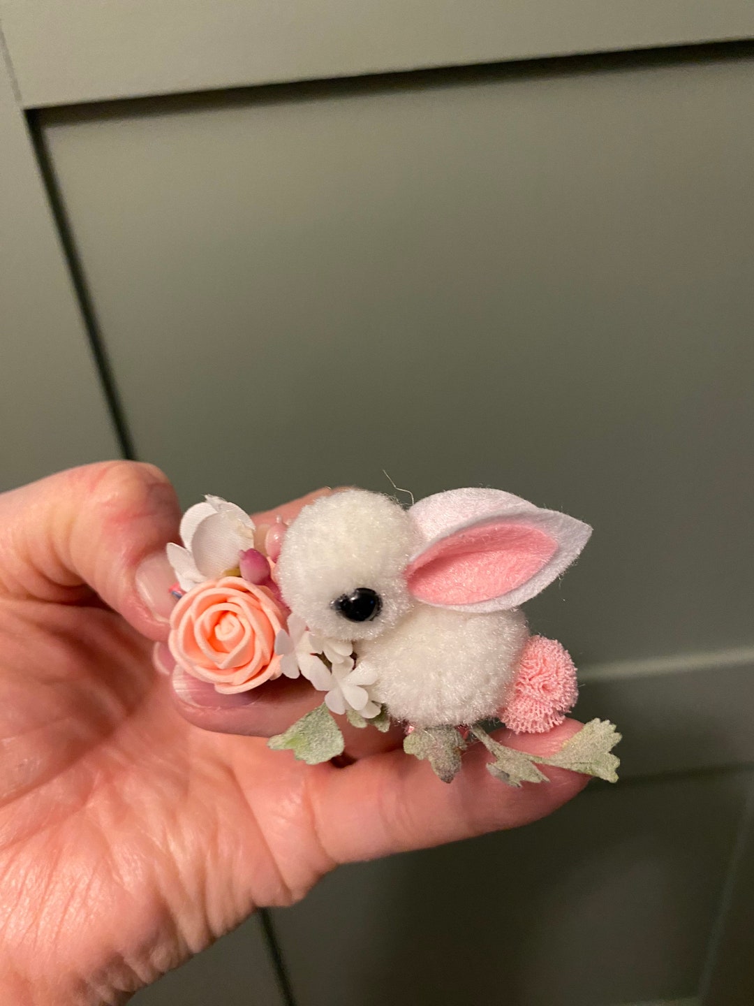 White Bunny Hair Clip,girls Hair Accessory, Flower Hair Clip, Rabbit