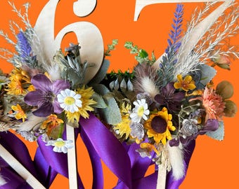 7 Table Numbers Wedding Planning , party table numbers, 1-7 table identifiers, guest table plan, sign number picks,numerals with stick .