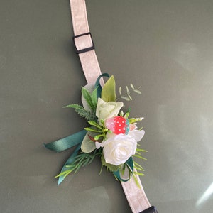 Pet corsage, dog collar accent, dog neckwear, birthday collar, dog of honour collar flowers, flowers for dog collar, adornment collar