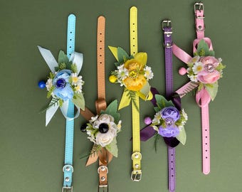 Collier de mariage pour petit chien : corsage de fleurs amovible, accessoire photo