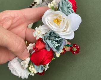 Collier floral pour chien : collier glamour pour animal de compagnie pour fête de mariage (13-14 pouces)