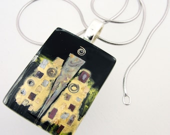 Fused Glass Glass Pendant: The Magician