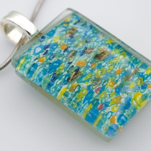 Fused Glass Pendant: Seine Necklace Monet Spring Water Light Impressionism