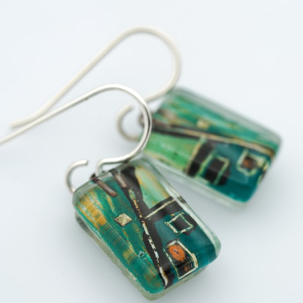 Fused Glass Earrings Etsy
