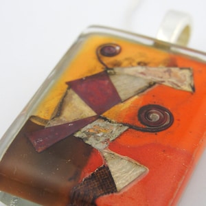Fused Glass Mixed Media Pendant: The Dervish