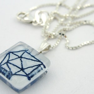 Fused Glass Charms: Polyhedra Necklaces Geometric Geodesic Abstract Contemporary