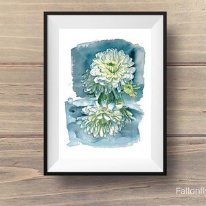 Truth Reflected - LIMITED Edition Floral Fine Art Print, Hand Signed, Original Watercolor Illustration of Chrysanthemum