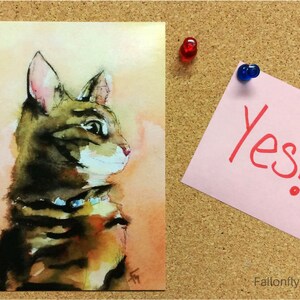 Original Watercolor Cat Art Postcard, Art Print, Cat Portrait, Pet, Postcard