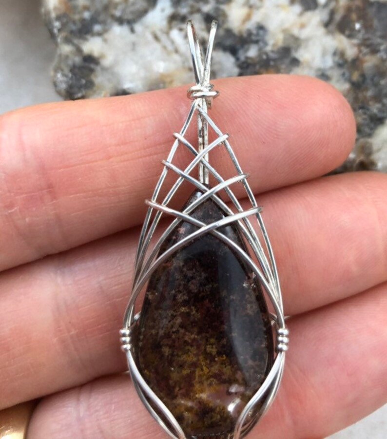 Sterling Silver Wire Wrapped Lodolite Quartz PendantGarden Etsy