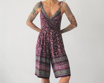 1970&#39;s Wide Leg Floral Jumpsuit