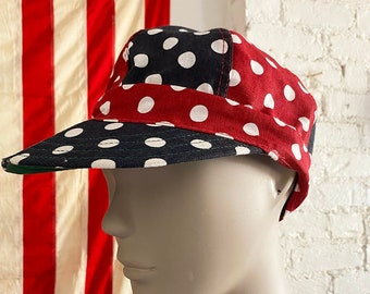 1970's Red & Navy Polka Dot Hat