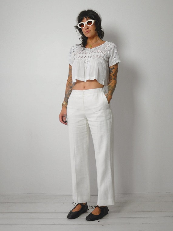 Max Mara Ivory Linen Trousers - image 4