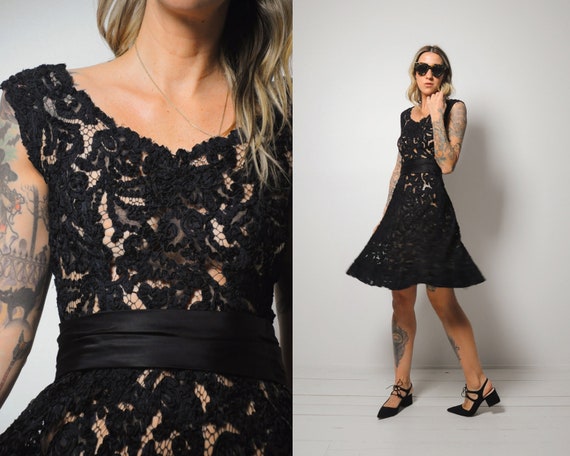 50's Soutache Fishnet illusion Dress