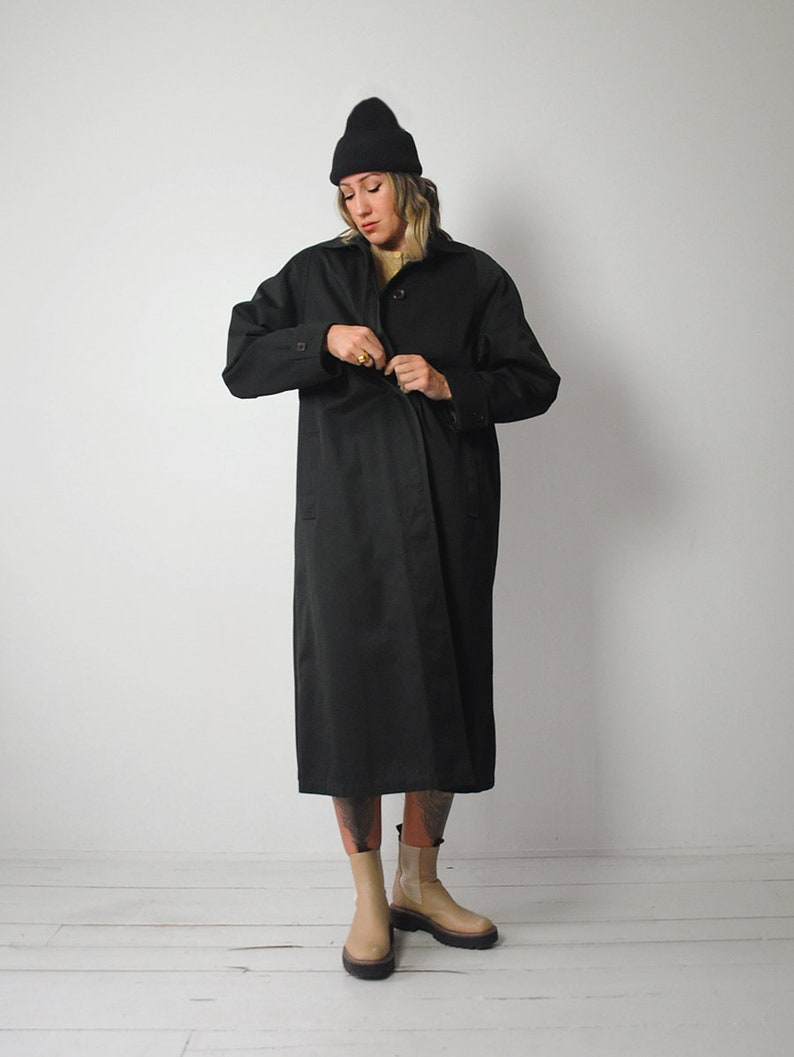 Wool Lined Black Trench Coat image 4