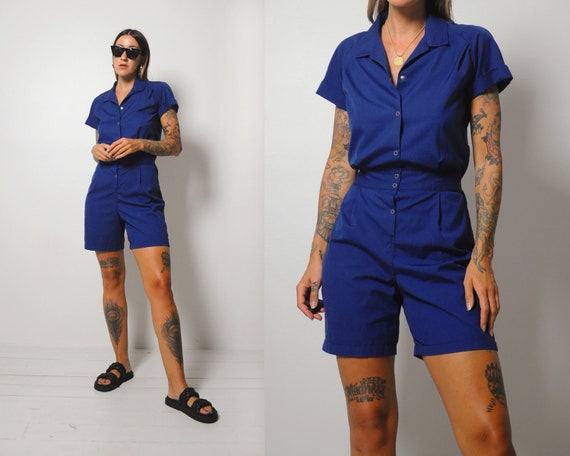 50's Navy Gym Class Romper