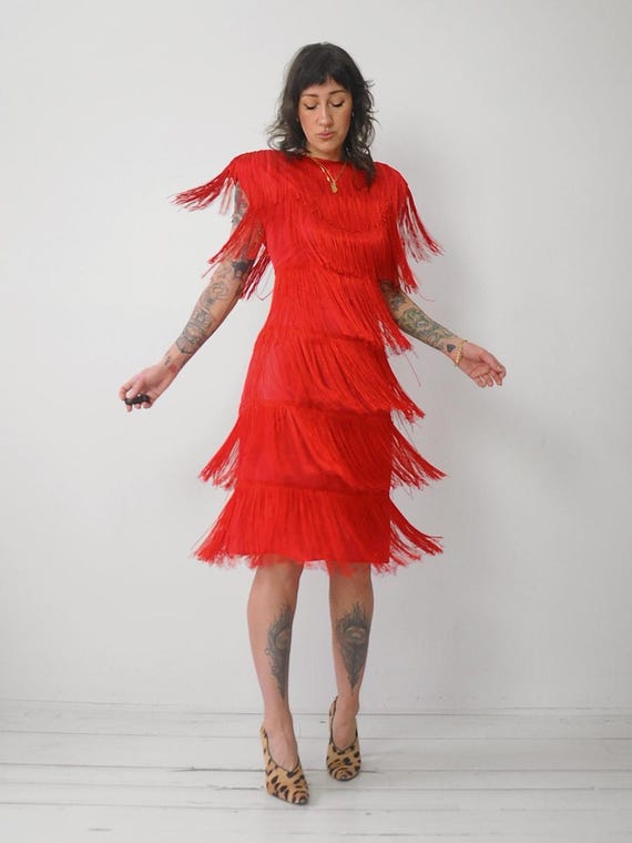 open lace back dress New York Nights Sequin Fringe Mini Dress Red– Selfie Leslie