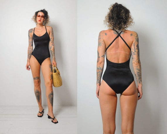 Black Open Back Swimsuit