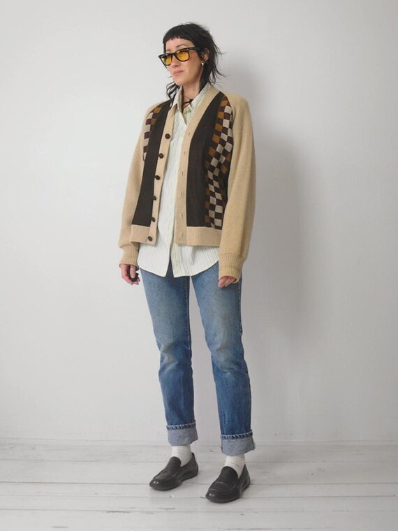 1960's Checkered Suede Cardigan - image 2