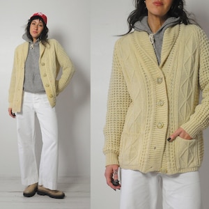 1980&#39;s Irish Fisherman&#39;s Wool Cardigan