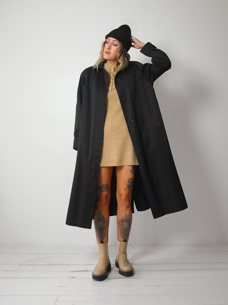 Wool Lined Black Trench Coat image 8
