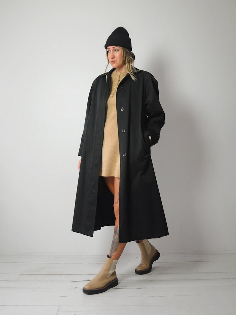 Wool Lined Black Trench Coat image 2