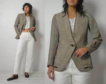 Asymmetric Wool Stripe Blazer