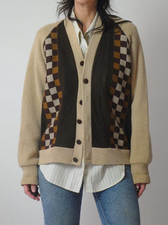 1960's Checkered Suede Cardigan - image 10
