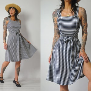 1970's Navy Striped Sundress image 1