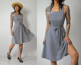 1970's Navy Striped Sundress