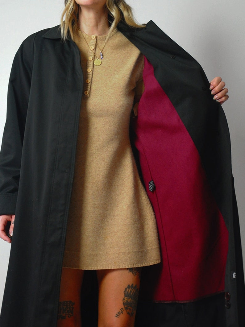 Wool Lined Black Trench Coat image 10